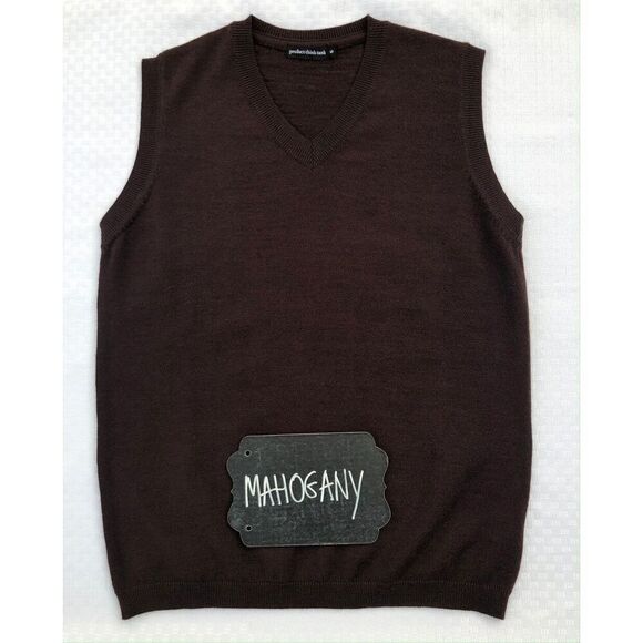 Product Think Tank Unisex Mt Abe 100% Wool Mahogany Brown V-neck Sweater Vest - Picture 1 of 9